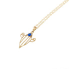 Antique Lavalier Necklace - Edwardian 10k Yellow Gold Blue Glass Stone Pendant - Circa 1910s Era Simulated Sapphire Fine Statement Jewelry