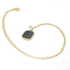 Intaglio Conversion Pendant - Modern 14k Yellow Gold Bezel Charm Carved Natural Hematite Gem Necklace - Circa 2000s Era Warrior Fob Jewelry