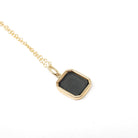Intaglio Conversion Pendant - Modern 14k Yellow Gold Bezel Charm Carved Natural Hematite Gem Necklace - Circa 2000s Era Warrior Fob Jewelry