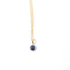 Created Sapphire Conversion Charm - Edwardian 14k Yellow Gold Blue Gem Pendant Necklace - Circa 1910s Era Upcycled Fine Birthstone Jewelry