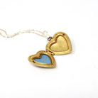 Vintage Heart Locket - Mid Century Era Gold Filled Ribbon & Flower Engraved Designs Pendant - Circa 1940s Era Photograph Keepsake Jewelry
