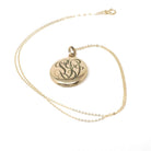 Antique "SD" Locket - Edwardian Gold Filled Round Engraved Photo Pendant Necklace - Antique 1900s Photograph Monogrammed Keepsake Jewelry