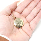Antique "SD" Locket - Edwardian Gold Filled Round Engraved Photo Pendant Necklace - Antique 1900s Photograph Monogrammed Keepsake Jewelry