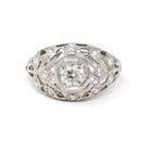 Antique Engagement Ring - Platinum .79 CTW Natural Diamond Anniversary Filigree Band - Circa 1910s Size 5.5 Octagonal Setting Fine Jewelry
