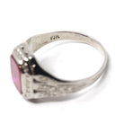 Art Deco Ring - Vintage 10k White Gold Bezel Set Created Red Ruby Gemstone - Circa 1930s Size 5 3/4 July Birthstone Fine Statement Jewelry