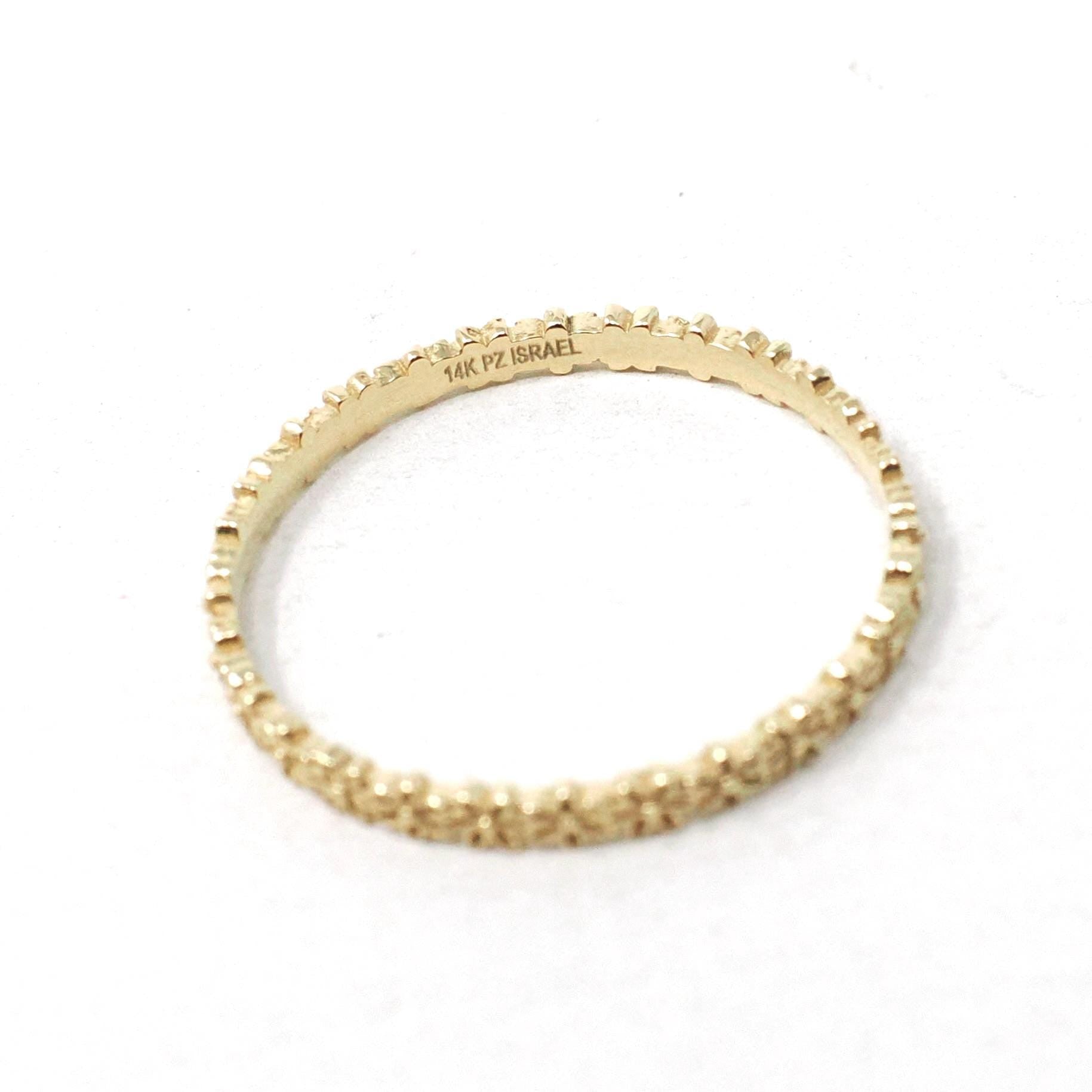 Eternity Flower Band - Estate 14k Yellow Gold Floral 2.3 MM Stacking Wedding Ring - Modern Era Size 8.75 Nature Inspired Dainty Fine Jewelry