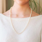 Cultured Pearl Necklace - Vintage 14k White Gold Individually Knotted 7 MM Strand - Mid Century Era Circa 1960s Era Statement Fine Jewelry