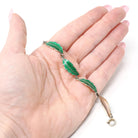 Enamel Leaf Bracelet - Vintage Mid Century Sterling Silver Green Panel Links - Circa 1960s Era Nature Inspired Norway Fine Flora Jewelry