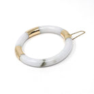 Retro Era Jade Bangle - Vintage 14k Yellow Gold Green Jadeite Hinged Cuff Bracelet - Circa 1960s Era Yuan Man Unity Fine Chinese Jewelry