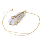Lavender Jadeite Pendant - Estate 14k Yellow Gold Carved Green & Purple Gemstone - Circa 2000s Fine Nature Inspired Branch Statement Jewelry