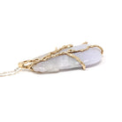 Lavender Jadeite Pendant - Estate 14k Yellow Gold Carved Green & Purple Gemstone - Circa 2000s Fine Nature Inspired Branch Statement Jewelry