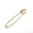 Solid Gold Heart Safety Pin - Modern Era 14k Yellow Gold Guard Fastener Charm Holder - Estate 2000s Fashion Accessory Fine Keepsake Brooch