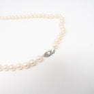 Cultured Pearl Necklace - Vintage 14k White Gold Individually Knotted 7 MM Strand - Mid Century Era Circa 1960s Era Statement Fine Jewelry