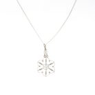 Antique Flower Pendant - Edwardian Era Platinum 10k White Gold Figural Floral Lavalier - Circa 1900s Pearl Diamond Converted Fine Jewelry
