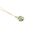 Floral Halo Necklace - Modern 14k Yellow Gold Natural .16 CT Diamond & Emerald Gemstones - Circa 1990s Petite Flower Pendant Fine Jewelry