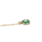 Floral Halo Necklace - Modern 14k Yellow Gold Natural .16 CT Diamond & Emerald Gemstones - Circa 1990s Petite Flower Pendant Fine Jewelry