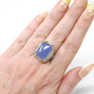 Art Deco Ring - Vintage 14k Yellow & White Gold Lavender Dyed Chalcedony Gemstone - Circa 1930s Size 5 3/4 Filigree Seed Pearl Fine Jewelry
