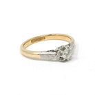Vintage Engagement Ring - Mid Century 18k Yellow Gold Platinum .22 CT Round Cut Diamond Ring - Circa 1950s Size 7 1/4 Two Tone Fine Jewelry