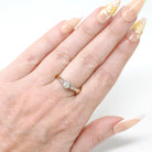 Vintage Engagement Ring - Mid Century 18k Yellow Gold Platinum .22 CT Round Cut Diamond Ring - Circa 1950s Size 7 1/4 Two Tone Fine Jewelry
