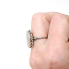 Letter "S" Signet Ring - Retro 10k White Gold Engraved Script Initial Statement - Vintage Circa 1960s Size 6 Fine 60s Scalloped Halo Jewelry