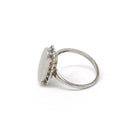 Letter "S" Signet Ring - Retro 10k White Gold Engraved Script Initial Statement - Vintage Circa 1960s Size 6 Fine 60s Scalloped Halo Jewelry