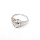 Vintage Diamond Ring - Art Deco 18k White Gold Natural .10 CT Solitaire Engagement - Circa 1930s Size 3 3/4 Hexagonal Filigree Fine Jewelry