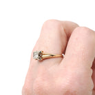 Mid Century Diamond Ring - Vintage 14k Yellow & White Gold Two Tone .20 CT Solitaire - Circa 1940s Era Size 6 1/2 Fine Engagement Jewelry