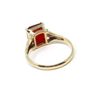 Vintage Carnelian Ring - Mid Century 14k Yellow Gold Natural Red Rectangle Gemstone - Circa 1940s Era Size 7 1/4 Fine Statement Jewelry