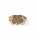 Edwardian Signet Ring - Antique 10k Rosy Yellow Gold Blank Shield Statement Unisex Band - Circa 1900s Era Size 5 1/2 Fine Floral Jewelry
