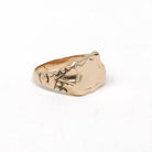 Edwardian Signet Ring - Antique 10k Rosy Yellow Gold Blank Shield Statement Unisex Band - Circa 1900s Era Size 5 1/2 Fine Floral Jewelry