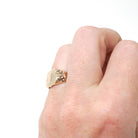 Edwardian Signet Ring - Antique 10k Rosy Yellow Gold Blank Shield Statement Unisex Band - Circa 1900s Era Size 5 1/2 Fine Floral Jewelry
