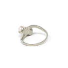 Vintage Toi Et Moi Ring - 10k White Gold Pearl & Hematite Bypass - Mid Century Era Circa 1950s Size 6 3/4 Fine June March Birthstone Jewelry