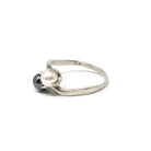 Vintage Toi Et Moi Ring - 10k White Gold Pearl & Hematite Bypass - Mid Century Era Circa 1950s Size 6 3/4 Fine June March Birthstone Jewelry