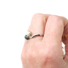 Vintage Toi Et Moi Ring - 10k White Gold Pearl & Hematite Bypass - Mid Century Era Circa 1950s Size 6 3/4 Fine June March Birthstone Jewelry