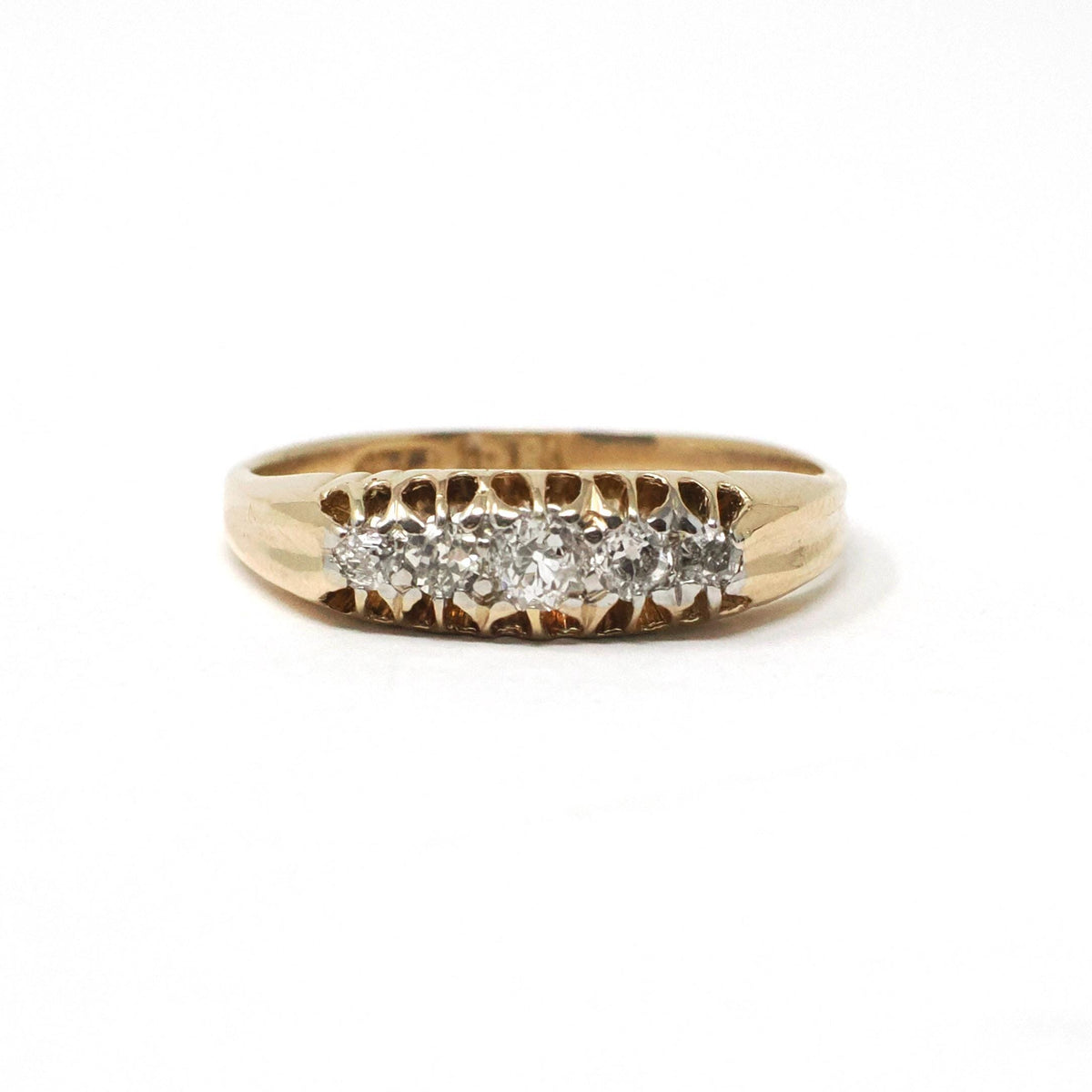 Antique Diamond Band - Edwardian 18k Yellow Gold .32 CTW Ring - Circa Early 1900s Era Size 6 1/4 Fine Engagement Wedding Bridal Jewelry