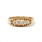 Antique Diamond Band - Edwardian 18k Yellow Gold Natural 5 Stone .13 CTW Ring - Circa 1910s Birmingham England Size 6 Fine Bridal Jewelry
