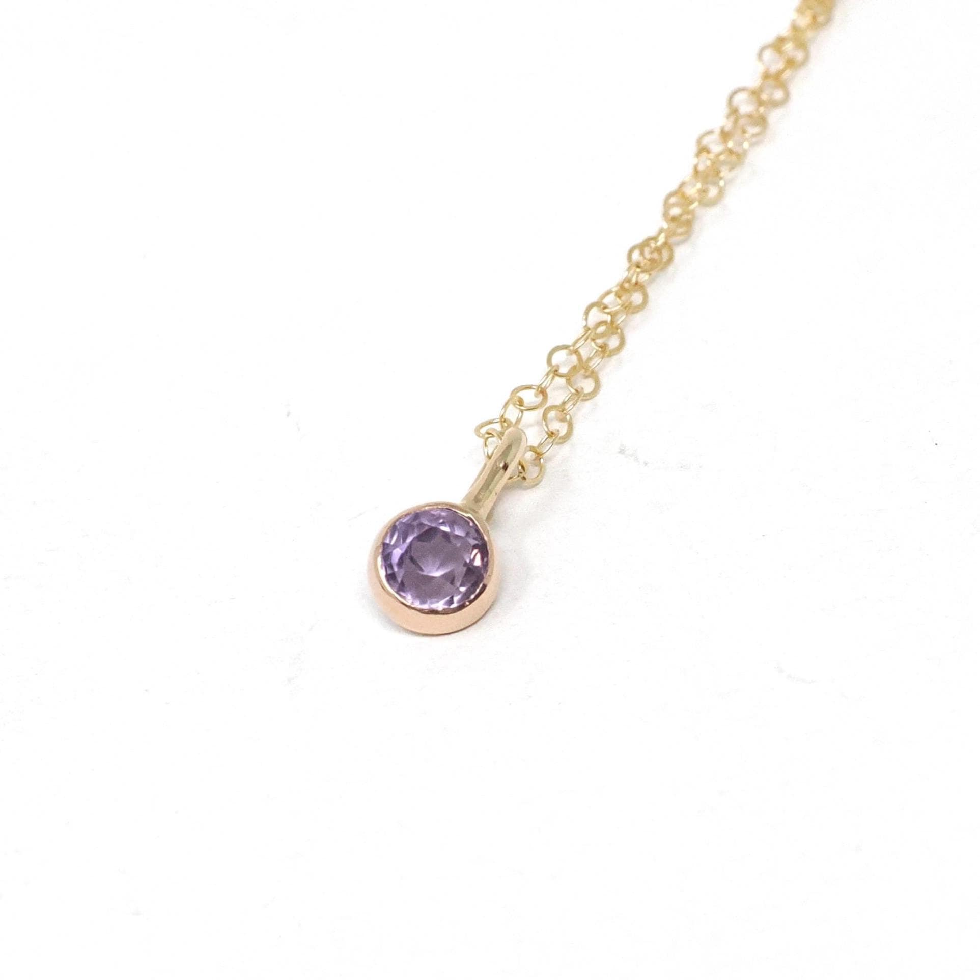 Amethyst Conversion Charm - Edwardian 14k Yellow Gold Bezel Gem Pendant Necklace - Circa 1910s Upcycled Stick Pin Fine Birthstone Jewelry