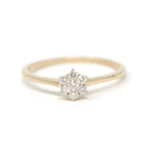 Diamond Flower Ring - Modern Estate 14k Yellow Gold Natural Diamond Cluster Engagement - Icebox Size 10 1/2 Fine Bridal Wedding Halo Jewelry