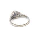 Art Deco Sapphire Ring - Vintage 14k White Gold Die Struck Natural Blue Corundum Gemstone - Circa 1930s Size 9 Filigree Fine Bridal Jewelry