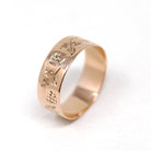 Antique Cigar Band - Edwardian 10k Rose Gold Nature Inspired Grape Leaf Engraved Ring - Circa 1900s Era Size 7 3/4 Fine Initial MLK Jewelry