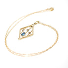 Antique Lavalier Necklace - Edwardian 15k Yellow Gold Natural Dark Blue Oval Aquamarine Gem Pendant - Circa 1910s Seed Pearl Fine Jewelry