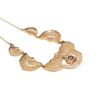 Vintage Filigree Necklace - Mid Century 10k Yellow Gold Natural Blue Zircon Panel Festoon - Early 1940s Deco Style Graduated Fine Jewelry