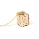 Money Safe Charm - Mid Century 14k Yellow Gold Pendant Vault Necklace - Vintage Circa 1950s Era Kinetic Moveable Handle Fine 50s Jewelry