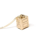 Money Safe Charm - Mid Century 14k Yellow Gold Pendant Vault Necklace - Vintage Circa 1950s Era Kinetic Moveable Handle Fine 50s Jewelry