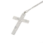 Vintage Cross Pendant - Retro Sterling Silver Religious Necklace - Circa 1970s Era Engraved Paisley Design Statement Crucifix 70s Jewelry