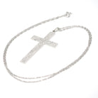 Vintage Cross Pendant - Retro Sterling Silver Religious Necklace - Circa 1970s Era Engraved Paisley Design Statement Crucifix 70s Jewelry