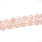 Rose Quartz Necklace - Modern Estate Natural 12.2MM Round Pink Quartz Bead Strand - Circa 2000s Individual Knotted Silk Healing Love Jewelry
