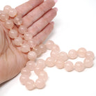 Rose Quartz Necklace - Modern Estate Natural 12.2MM Round Pink Quartz Bead Strand - Circa 2000s Individual Knotted Silk Healing Love Jewelry