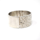 Antique Floral Bangle - Art Deco Sterling Silver Engraved Nature Leaf Designs - Hallmarked 1920 Wide Stacking Hinged Birmingham Jewelry