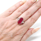Created Ruby Ring - Art Deco 14k White Gold Fancy Cut Red Stone - Vintage Circa 1930s Era Size 8 1/4 July Birthstone Fine Filigree Jewelry